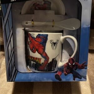 Spiderman Mug and Spoon Set - Red, Blue, and White